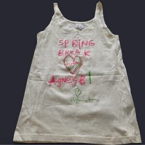 Agnes B. Kids Cream Camisole with Pink and Green Print